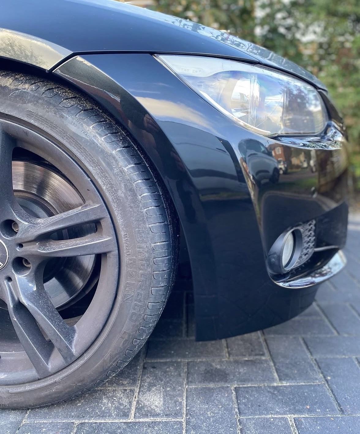 BMW black front bumper after repair - fully restored, Camberley