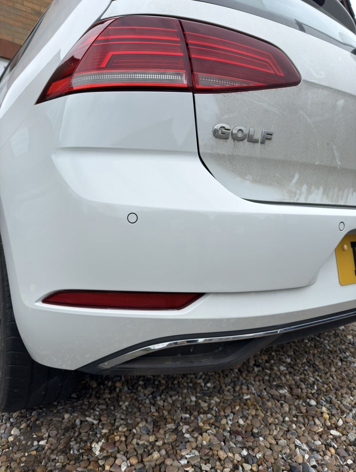 VW Golf white rear bumper after repair - fully restored, Guildford